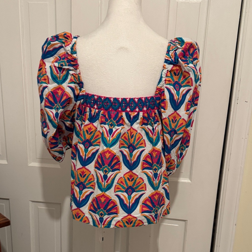 Printfresh Multicolor Floral Boho Blouse Puff Sle… - image 3